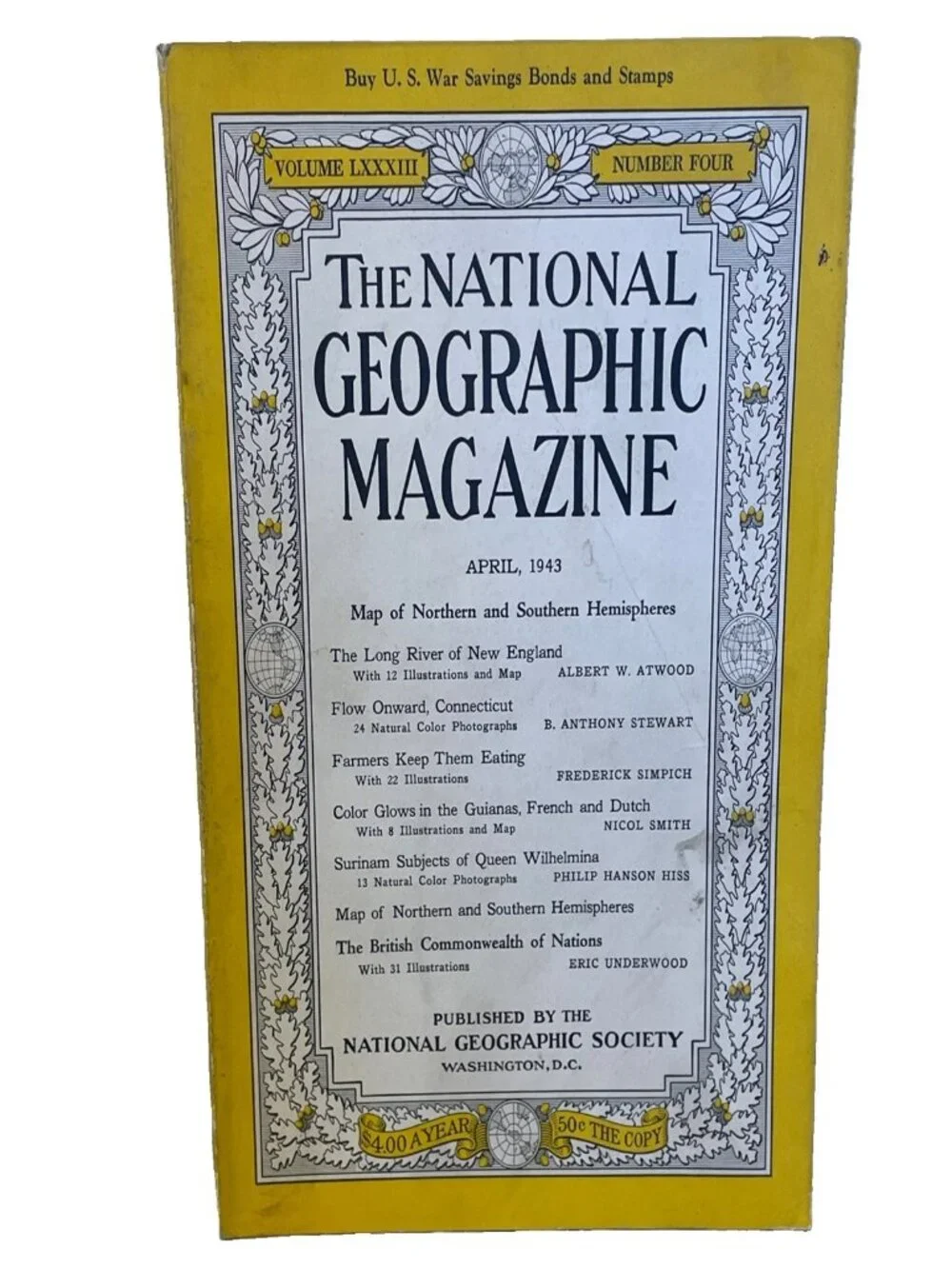 NAT GEO April 1943 National Geographic Magazine Vol 83 No 4 Vintage NO MAP WWII